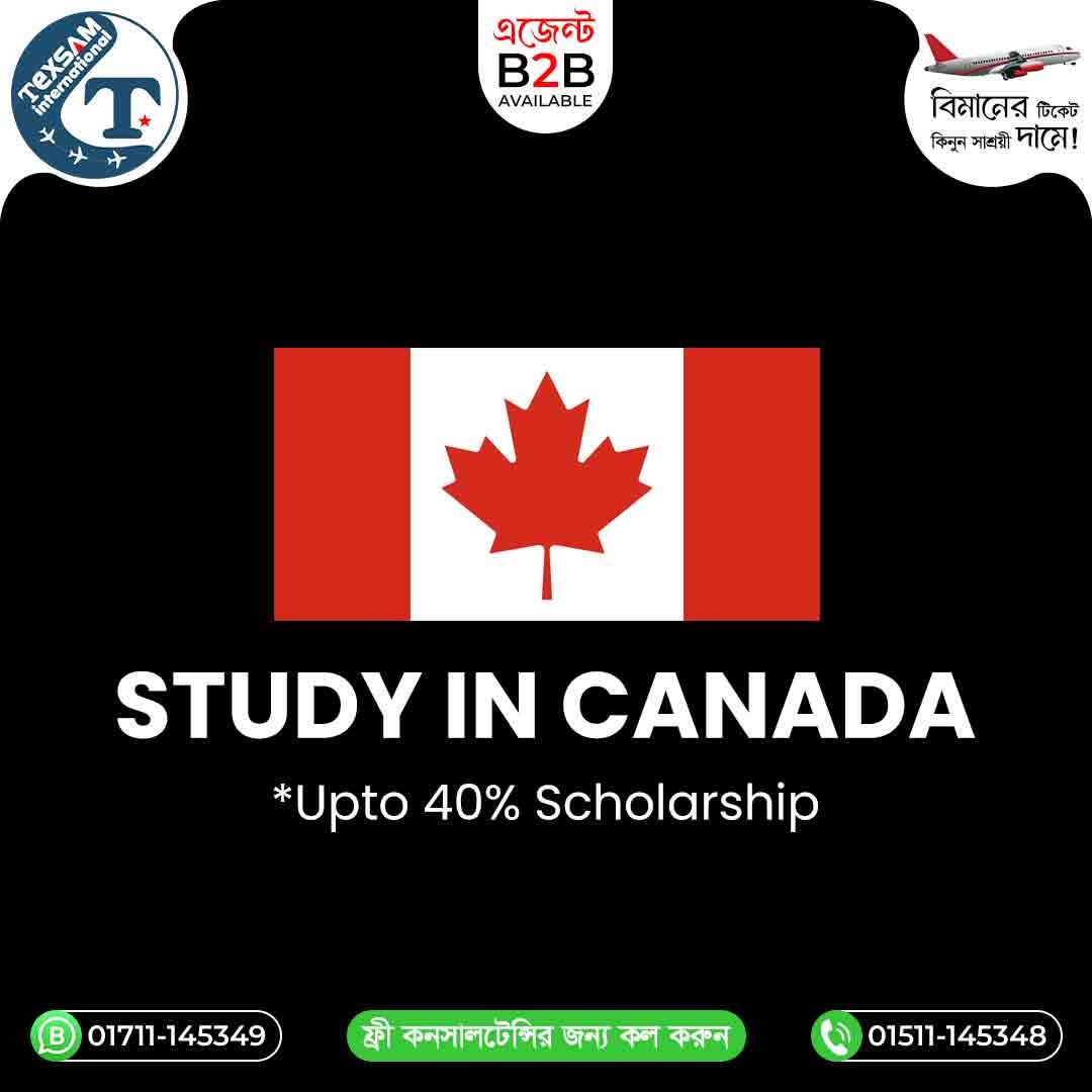 Canada Study Visa with Up to 40 Percent Scholarship Opportunity for International Students